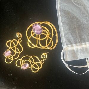 Vintage Avon Purple Stone Statement Jewelry Set